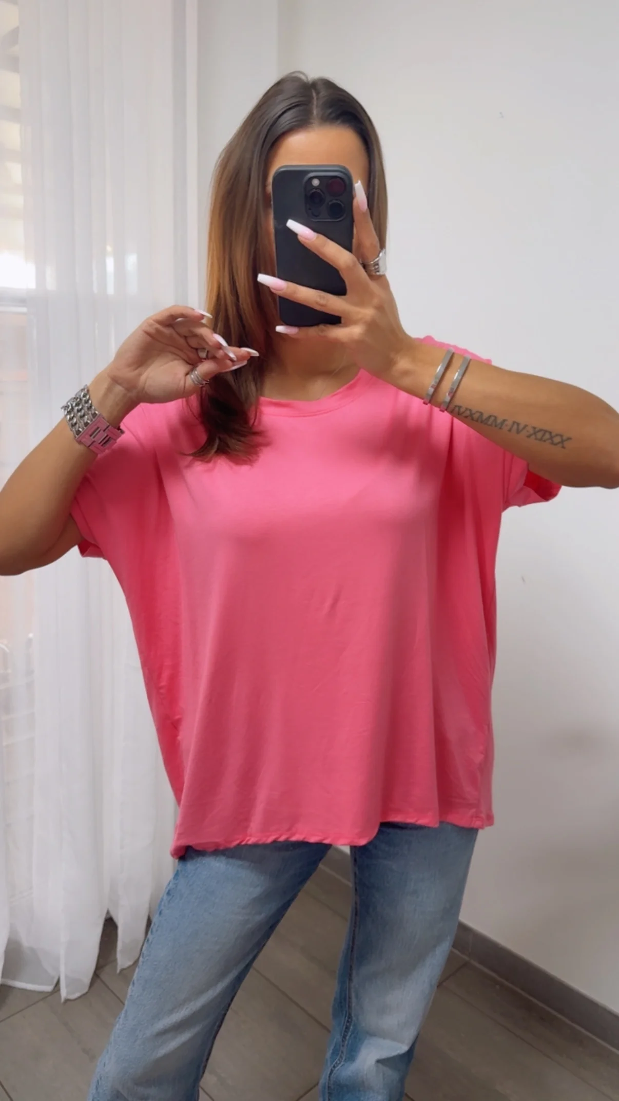Vokuhila Long T-Shirt / pink Art. 14239 - Image 2