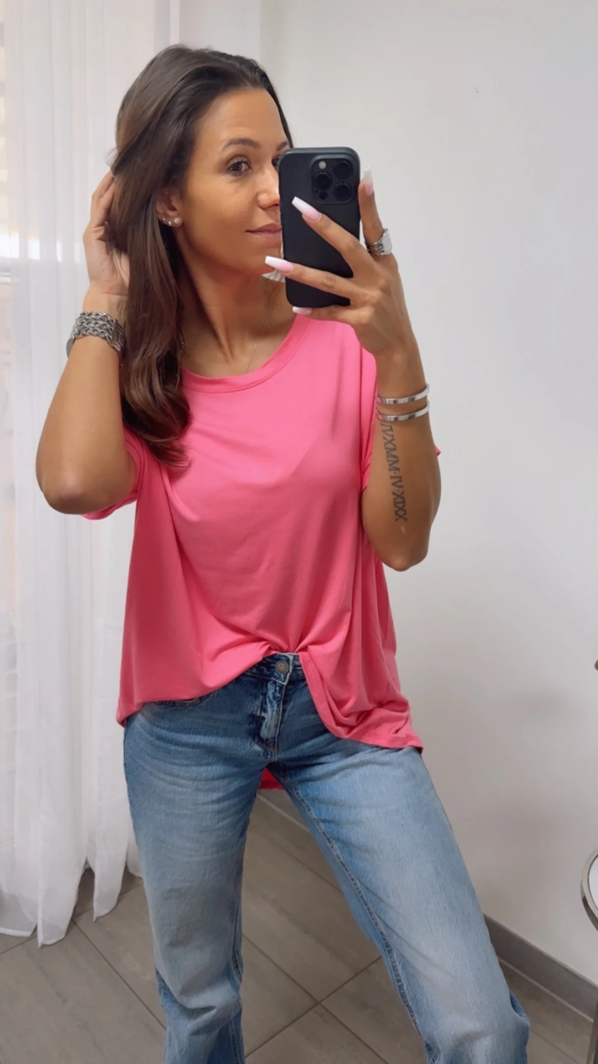 Vokuhila Long T-Shirt / pink Art. 14239 - Image 4
