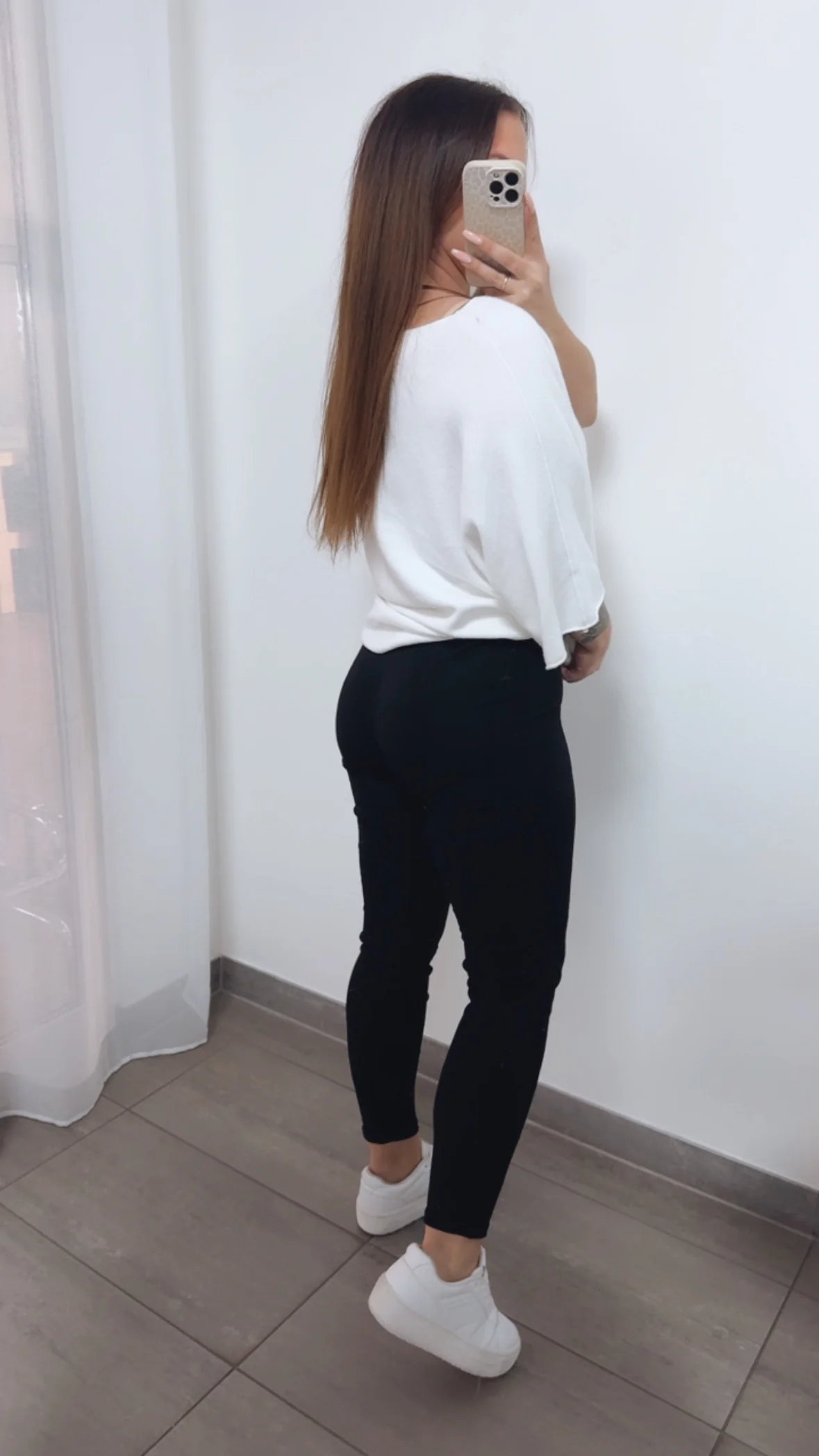 zeitlose Baumwoll - Mix Leggings " CH-A004 " / schwarz Art. 14504 - Image 3